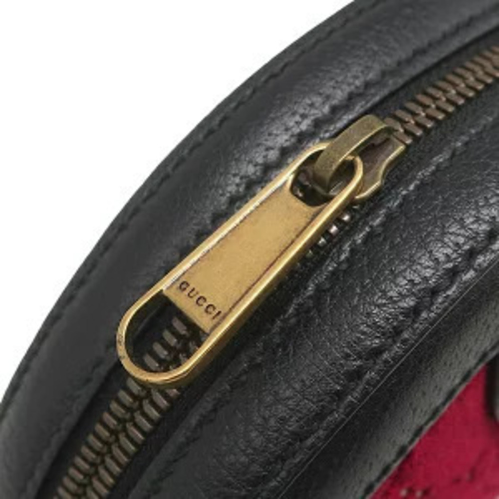 Gucci Velvet Round GG Logo Black Shoulder Red Bag Leather - Picture 5 of 6